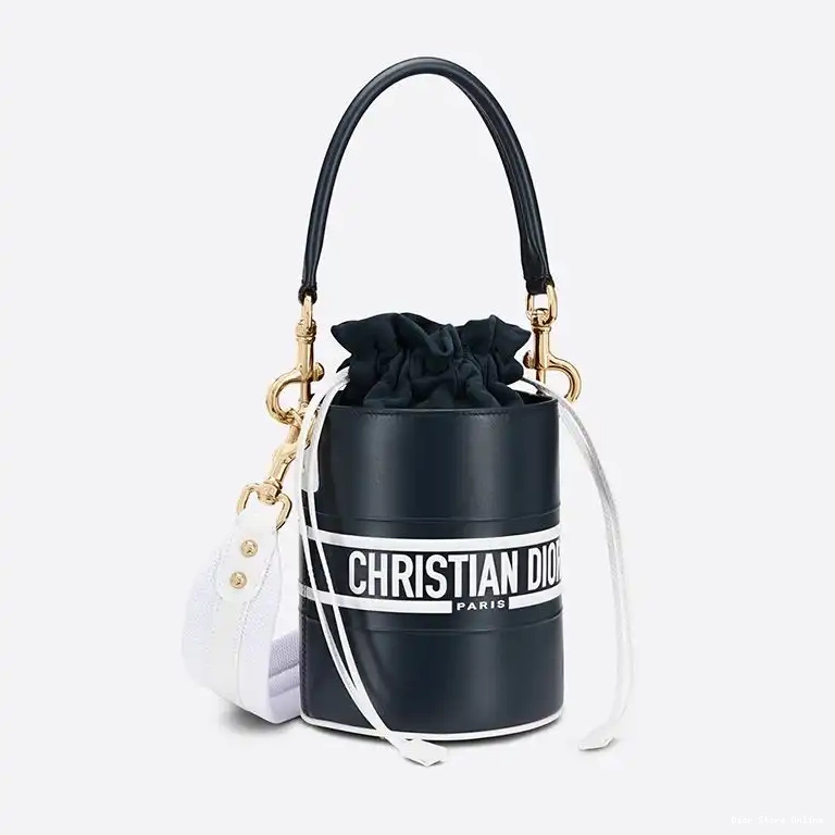 Cheap Dior Smooth Bag Small Vibe Bucket Calfskin Blue 0416 Hot Sale